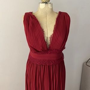 ASOS DESIGN Premium Lace Insert Pleated Maxi Dress